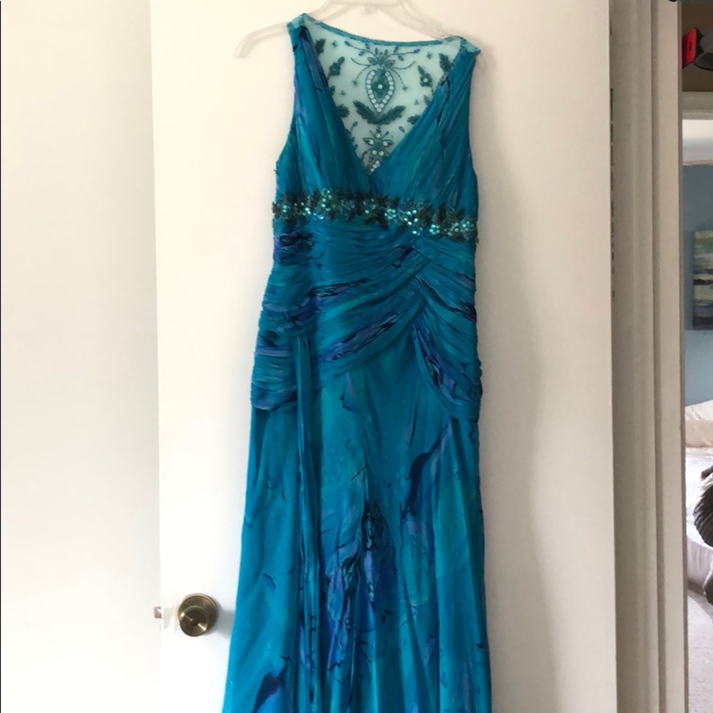 Teal prom formal dress